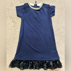 Crewcuts Navy and Cream Dress with Gold Accents